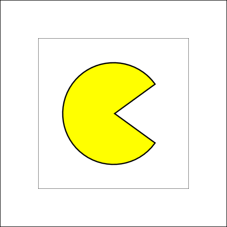 Gelber Pacman mit schwarzem Rand